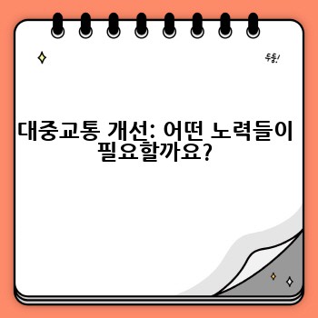 대중교통 개선: 어떤 노력들이 필요할까요?
