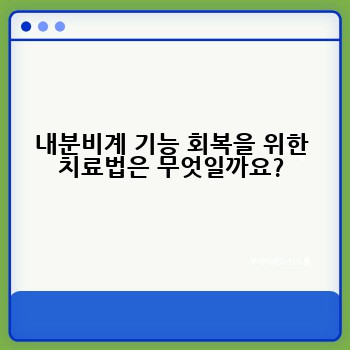 내분비계 기능 회복을 위한 치료법은 무엇일까요?