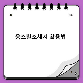 웅스빌소세지 활용법