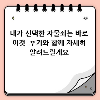 내가 선택한 자물쇠는 바로 이것  후기와 함께 자세히 알려드릴게요